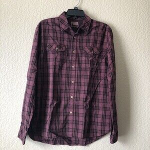 Insight Men's Plaid Long Sleeve Button Down Shirt Burgundy Red NWT $88 U011